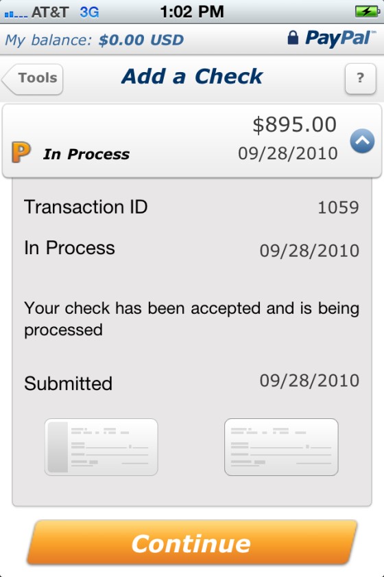 paypal deposit check without bank account